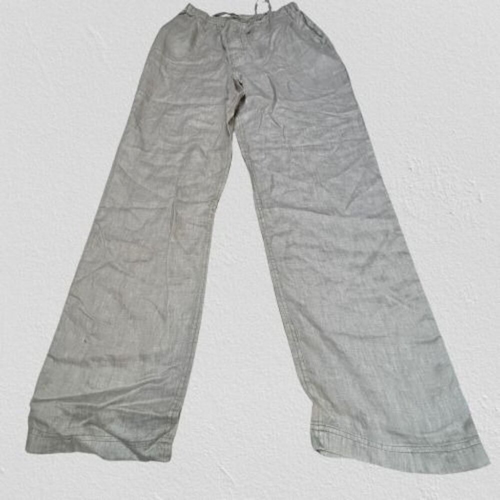 Martin Gordon Women's High Rise Wide-Leg Tie-Waist pull-On Linen Pants Size XL